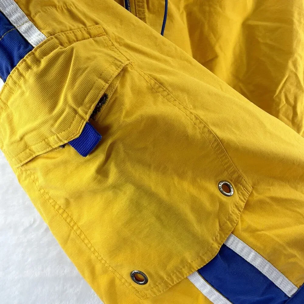 VTG Polo Sport Swim Trunks Med Yellow Ralph Lauren P Wing Lined Cargo Shorts 90s
